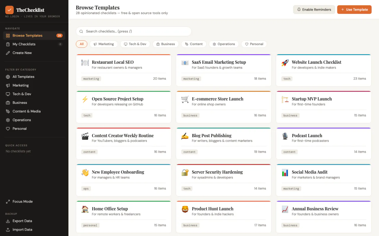 TheChecklist website